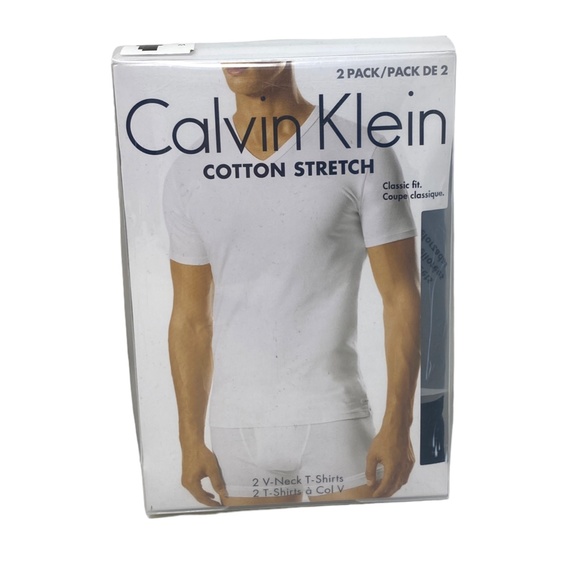 Calvin Klein Men Underwear T-Shirt V-Neck 2 Pack Cotton Stretch Black NB1179001 - Picture 9 of 11